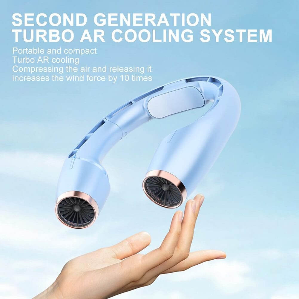 Bladeless Hanging Neck Fan with Digital Display Semiconductor USB Charging Fan with 4000mAh Battery & 3 Wind Speed - Imported from UK