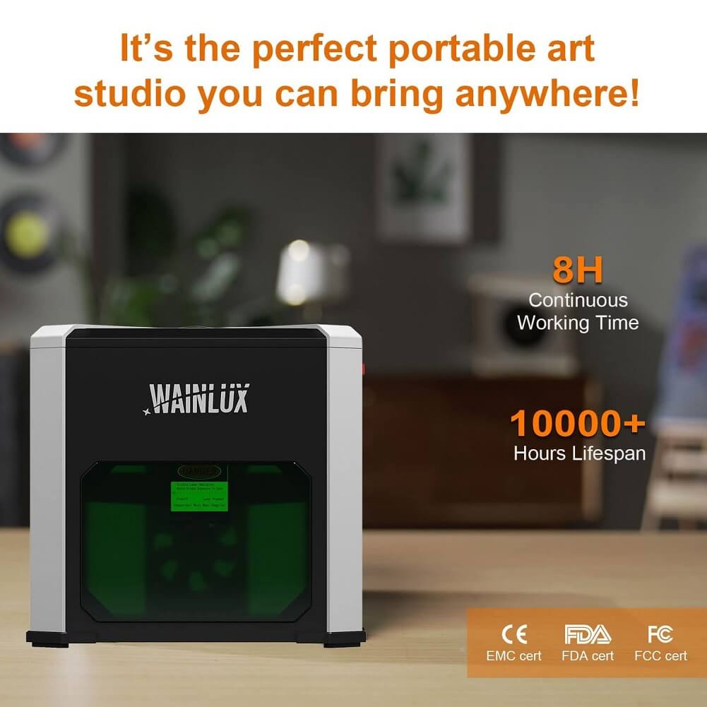 WAINLUX K6 Laser Engraver, 3000mW CNC Bluetooth Mini Laser Engraving Machine, Portable Tool for Wood Vinyl Leather Glass, DIY Art, Logo Design (Container Product Without Box) - Imported from UK