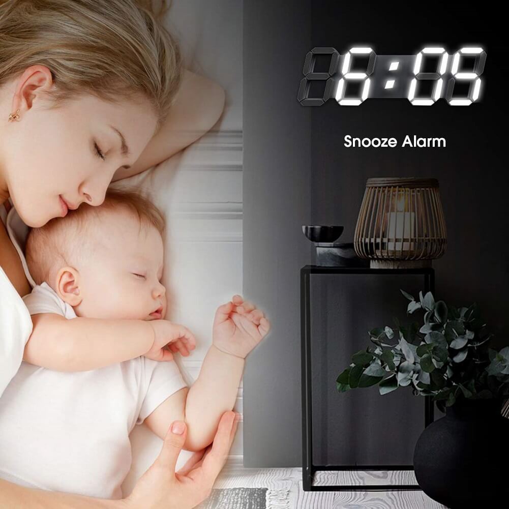 3D 15" LED Digital Wall Clock with Remote Control, Large Display 12/24H Date Temperature Snooze Adjustable Brightness Clock for Warehouse Office Home Living Room - Imported from UK