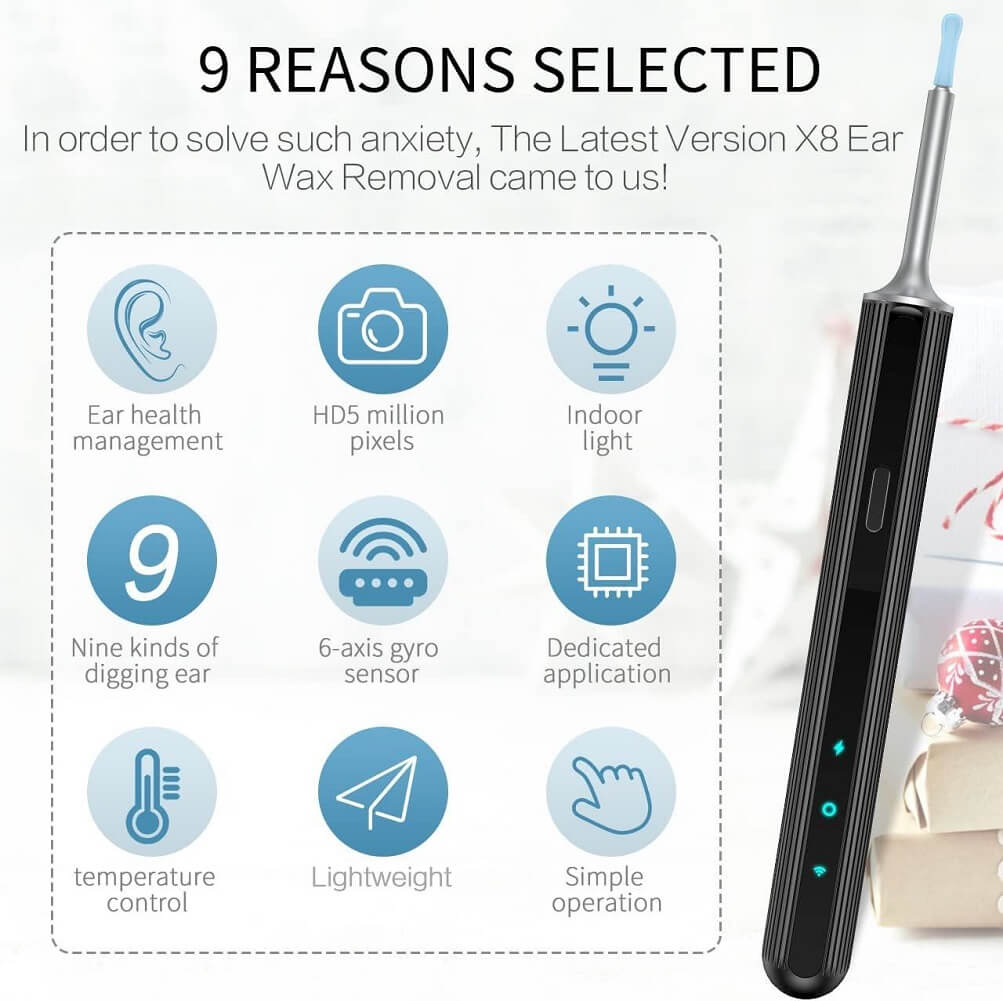 Ear Wax Removal Tool with WiFi & 1080P HD Camera, Wireless Ear Wax Cleaner with 6 LED Light for Kids Adults Pets (New Version) - Imported from UK