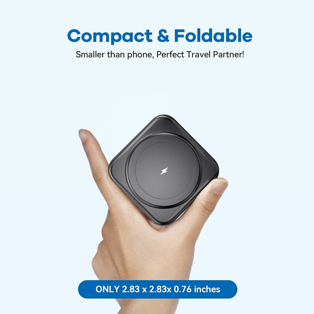 Magsafe Foldable Charging Station 2 in 1 Magnetic 15W Wireless Charger for iPhone Apple Watch & Airpods, Foldable Inductive Charging Station - Imported from UK