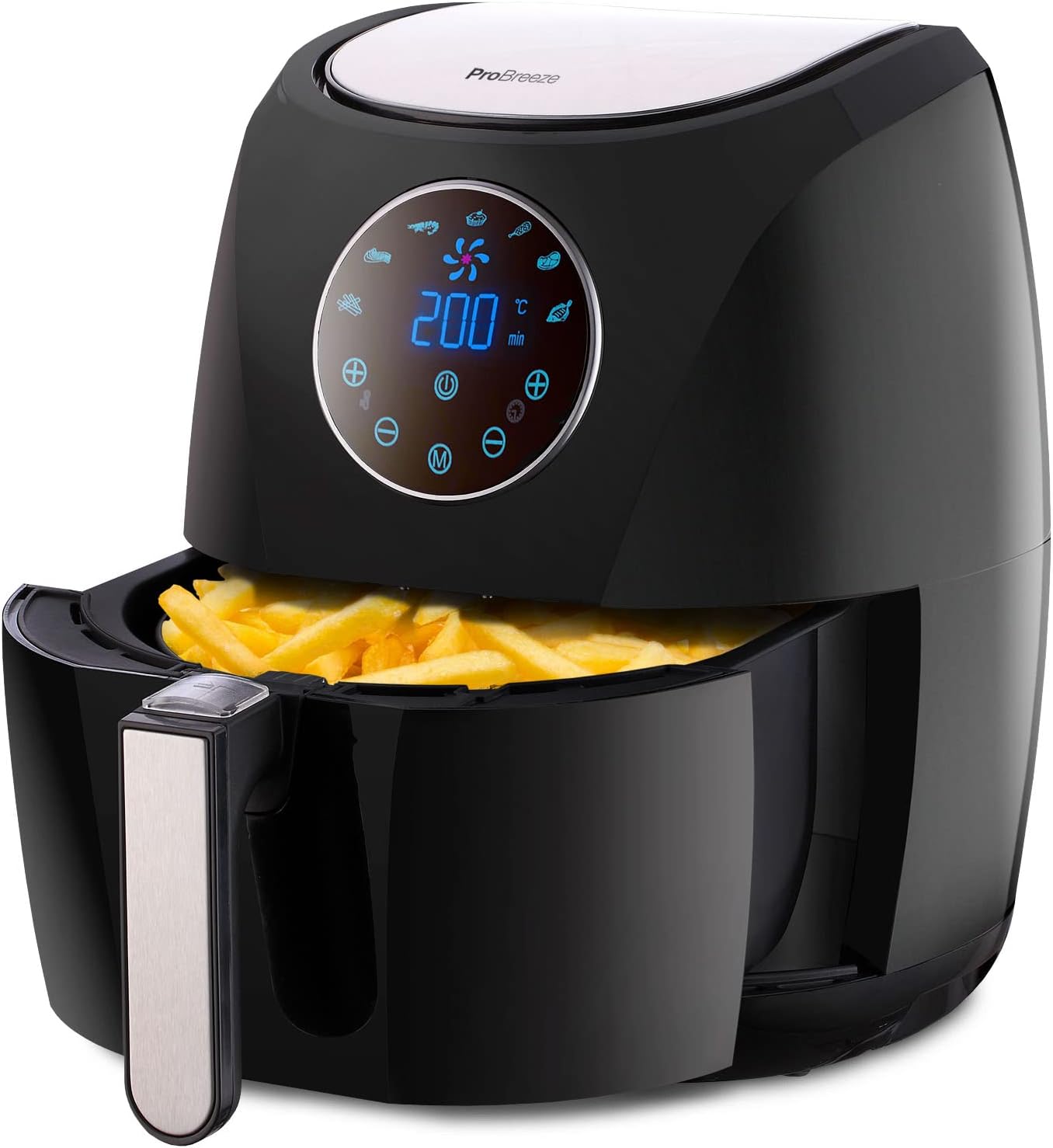 ProBreeze Air Fryer with Digital Display Timer & Fully Adjustable Temperature Control for Healthy Oil Free & Low Fat Cooking 1400W 4.2L - Imported from UK