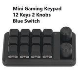 Energy Fort Mini Gaming Keypad, 12 Keys 2 Knobs Blue Switch Programming Macro Pad with RGB Light for Industry Multiple Customization Supported - Imported from UK