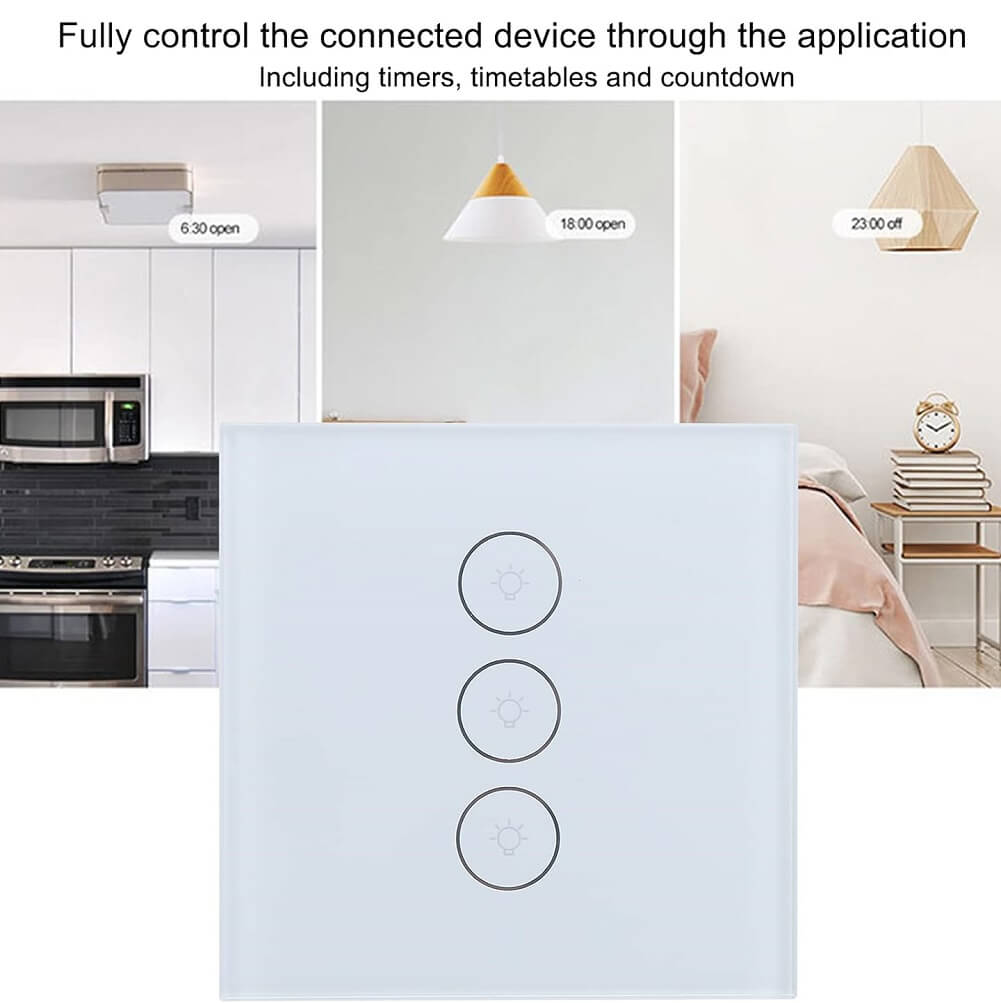 Smart WiFi Touch Light Switch, APP Remote Control 3 Gang Smart Wall Switch, Works With Alexa Google Home & Echo - Imported from UK