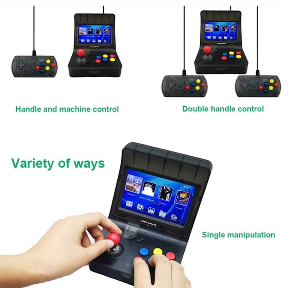 Retro Arcade Handheld Mini Game Console, 64 Bit 4.3" TFT Screen Double Game Controller, Built-in 3000 Game, Support TF Card AV Out - Imported from UK