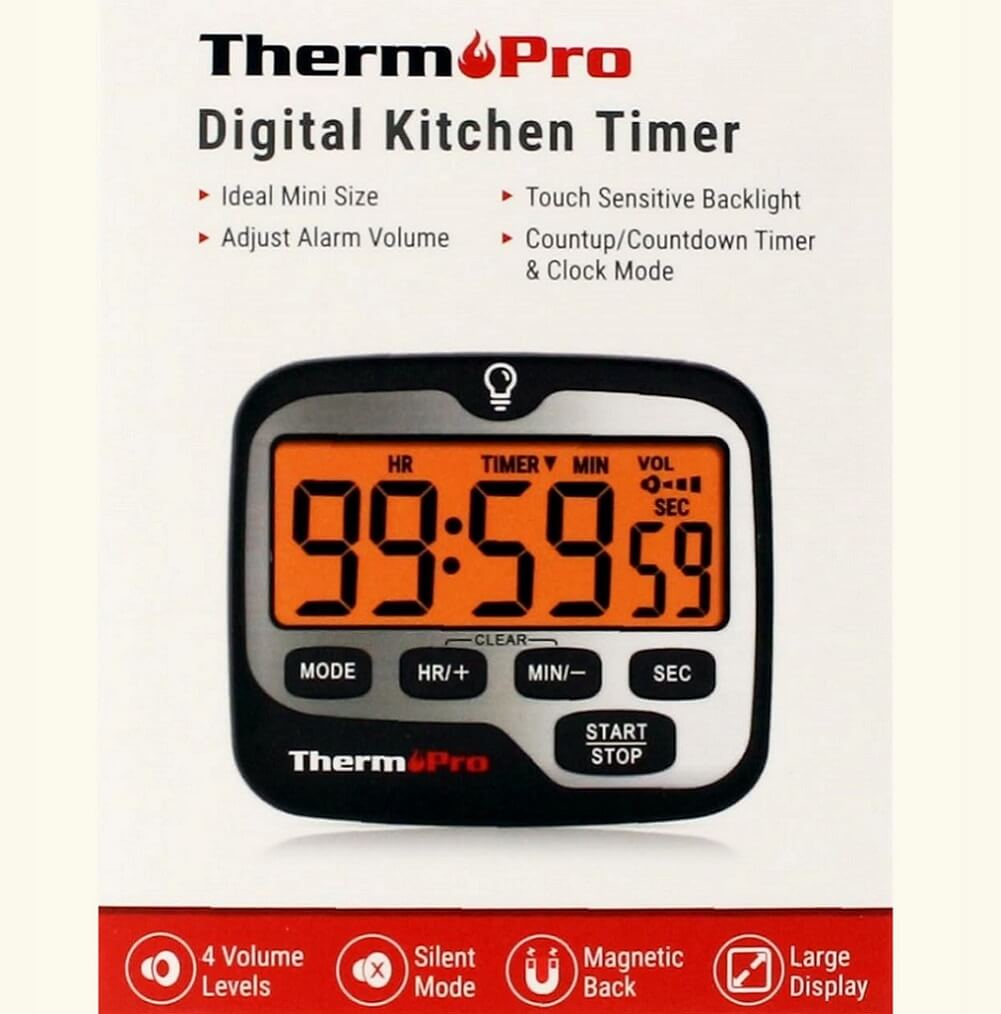 ThermoPro TM01 Digital Kitchen Timer with Large LCD Display, Touchable Backlit & Count Up Countdown Timer - Imported from UK