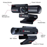 AVerMedia PW513 Live Streamer 4K Ultra HD Webcam for Streaming, Gaming & Conferencing Noise Cancellation, 94° Wide Angle, Works With CamEngine, Teams, Zoom, OBS, for PC/Mac, TAA/NDAA Compliant - Imported from UK