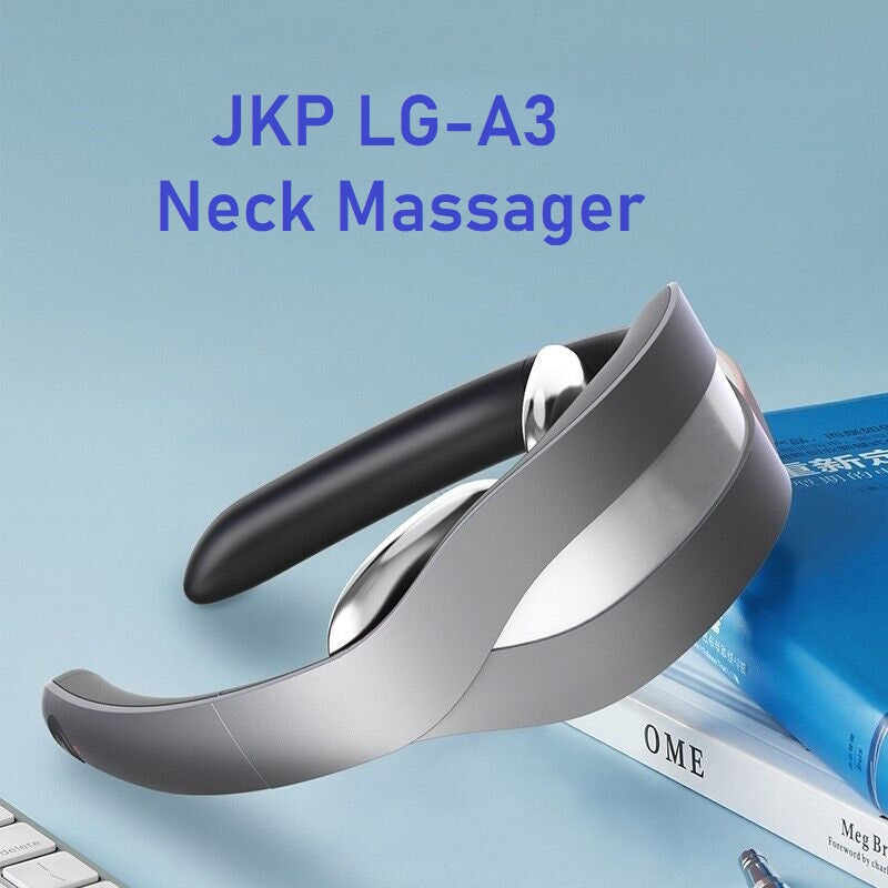 JKP Foldable Portable Neck Massager, Heating Cervical Massager for Neck Pain with 5 Massage Modes & 15 Intensity Levels, Built-in Battery with USB Charging Cable & Remote - Imported from UK