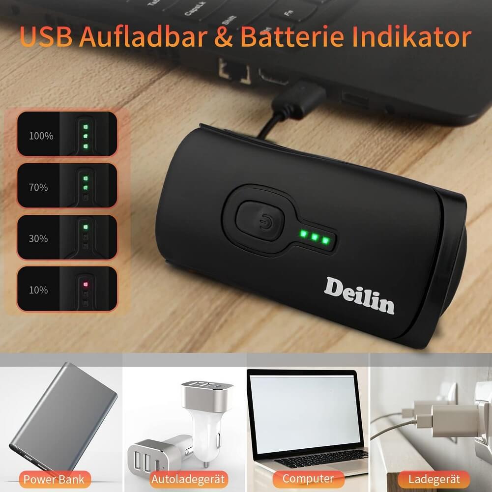 Deilin Bicycle Light Set, Up to 70 Lux, Osram LED Bicycle Light, USB Rechargeable, IPX5 Waterproof Front & Rear Bicycle Light Set - Imported from UK