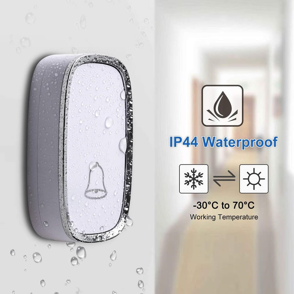 TECKNET Wireless Doorbell (2 Receivers 1 Transmitter), Waterproof Door Bell with 36 Melodies 4 Volume Levels 1000ft Range LED Indicator for Home Classroom Office & More - Imported from UK
