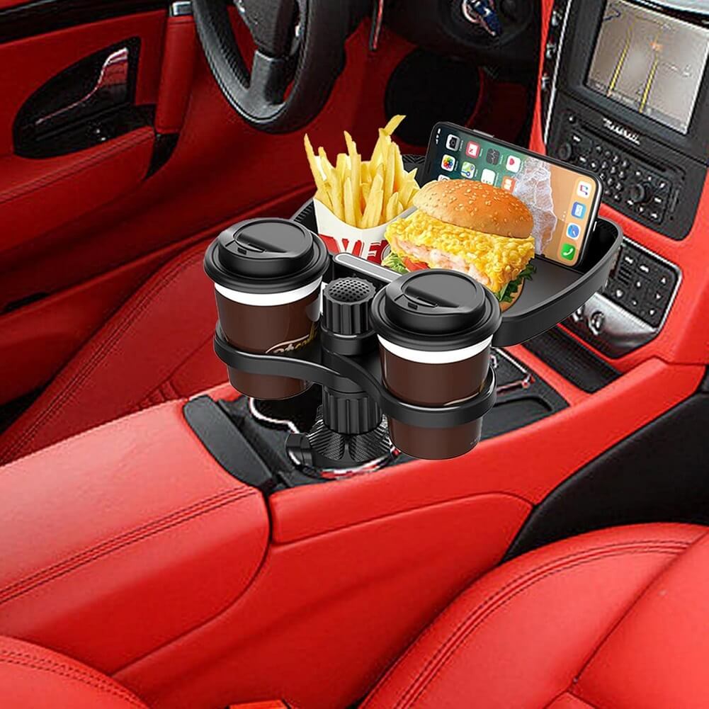Multifunctional Car Cup Holder Tray with Swivel Base, 360° Adjustable Car Cup Holder Food Tray for Dining, Work & Travel (Container Product Without Box) - Imported from UK