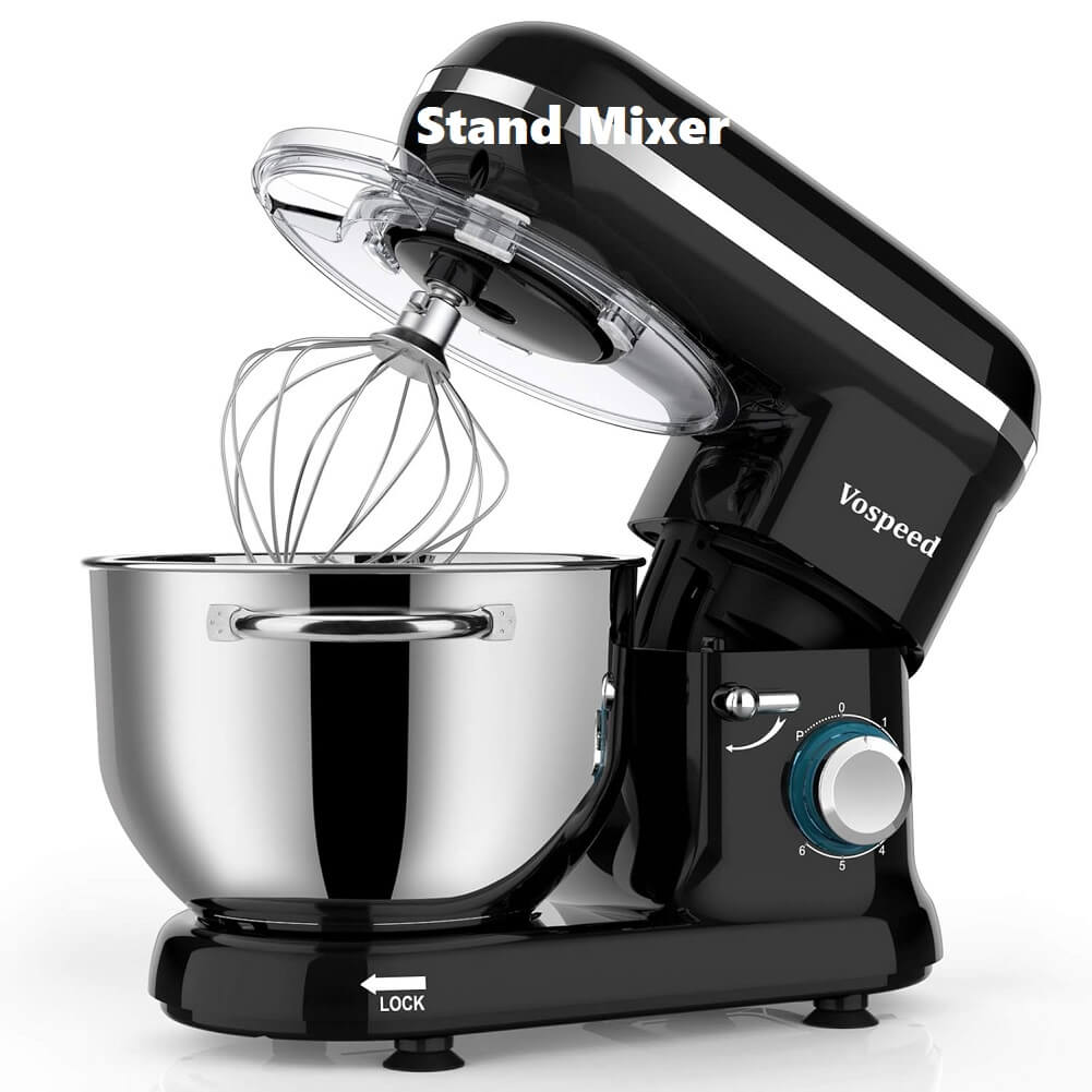 Vospeed Stand Mixer 6.2L 1500W Food Mixer Dough Blender with Bowl Beater Hook Whisk & Silicone Spatula 6 Adjustable Speeds & Dishwasher Safe - Imported from UK