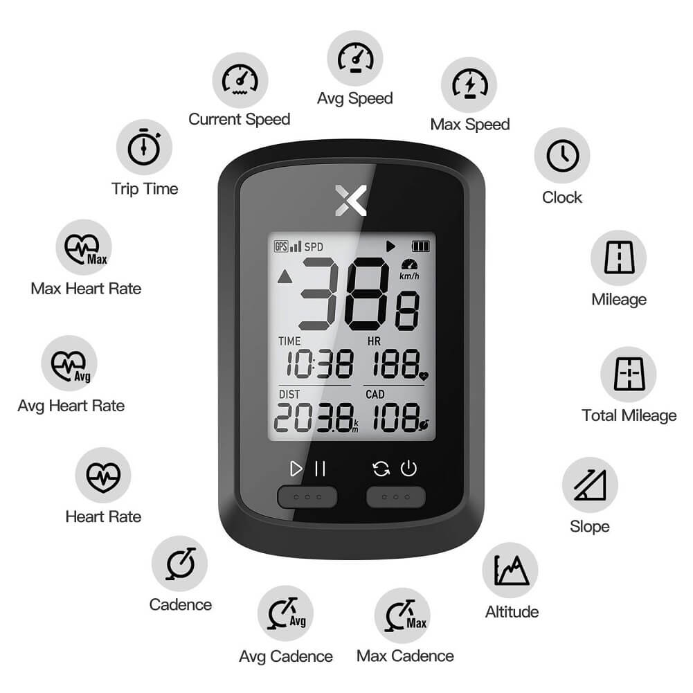 XOSS G+ Smart GPS Bicycle Computer, Bluetooth 5.0 Wireless Bicycle Speedometer Odometer ANT+ with LCD Display, Waterproof MTB Tracker Fits All Bikes Electric Bike (XOSS APP Support) - Imported from UK