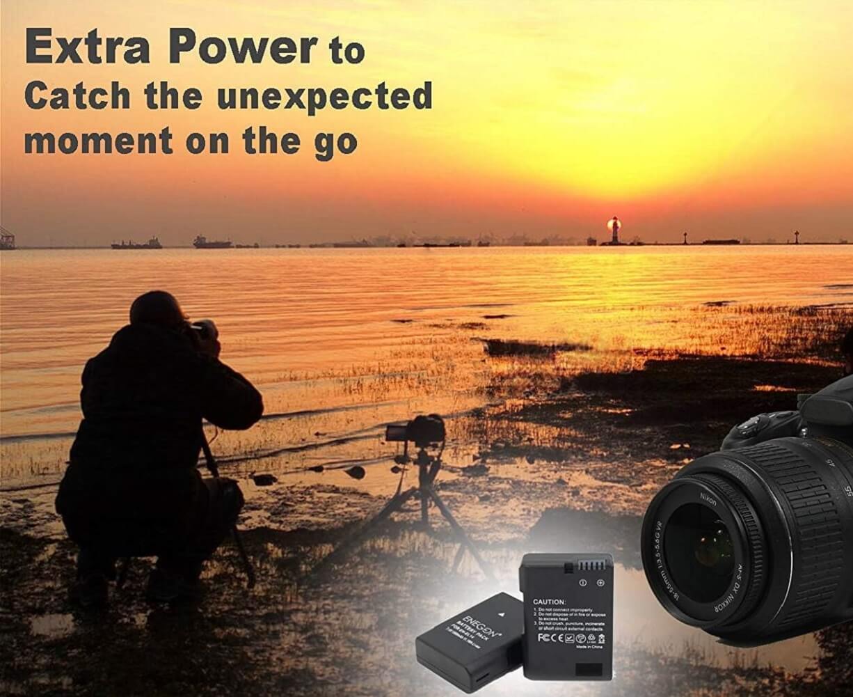 ENEGON EN-EL14/14a Li-ion Battery Charger Set 2x 1500mAh Battery & Rapid USB Charger Kit for Nikon - Imported from UK