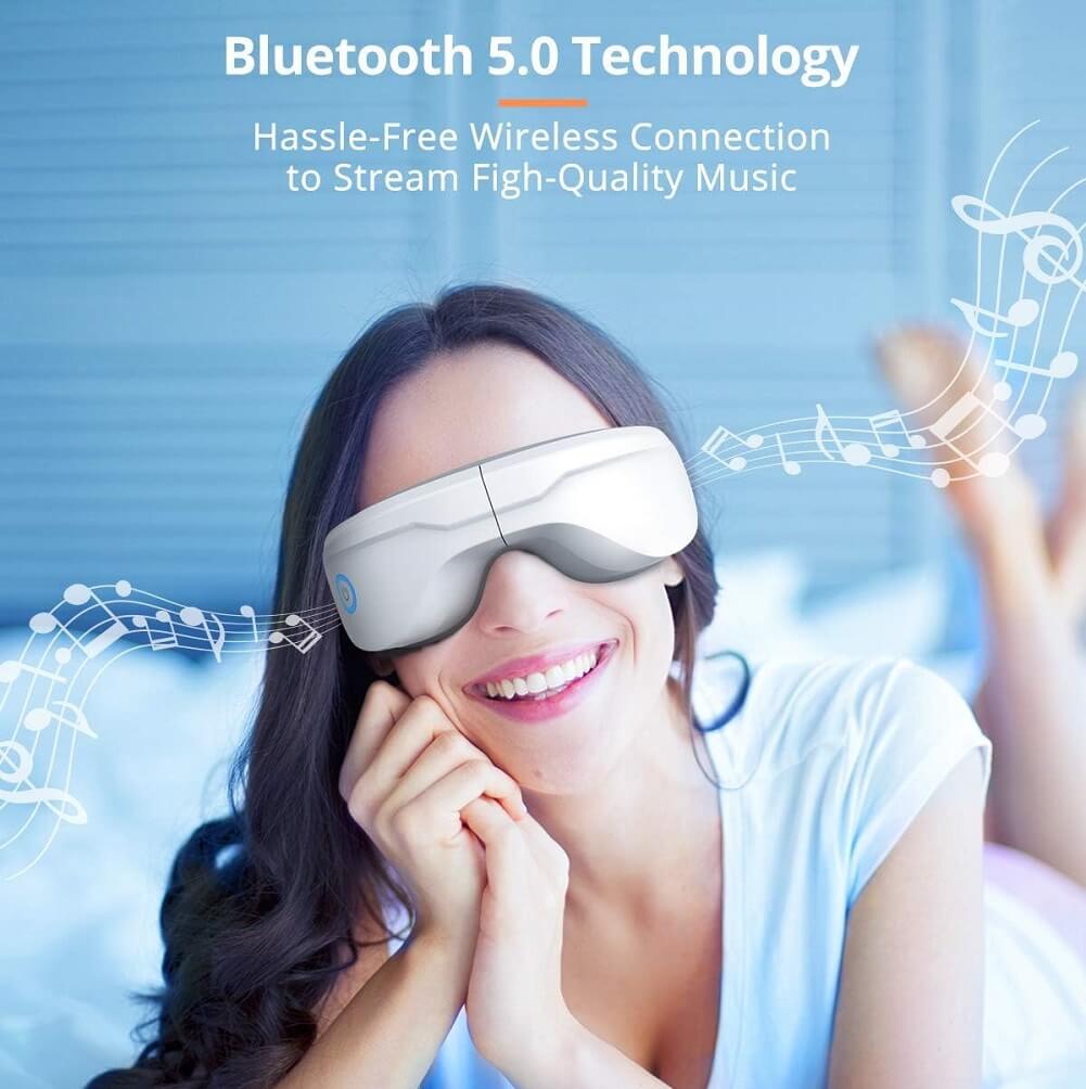 Latumab Eye Massager with Heat, Bluetooth Music Heated Massager for Migraines, Relax & Reduce Eye Strain Dark Circles & More - Imported from UK
