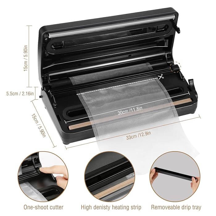 OCDAY Vacuum Food Sealer Machine 110W with Dry & Moist Modes & Built-in Bag Cutter  - Imported from UK