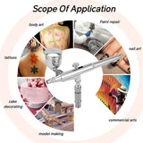 Airbrush Set Professional Spray for Model Making Art Painting with G1/8 Adapter Wrench 2 Fluid Cups 2 Needles 2 Nozzles - Imported from UK