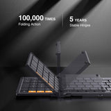 ProtoArc XK01 Foldable Wireless Bluetooth Keyboard with Numeric Keypad, Full-Size Travel Keyboards for iPad Tablet Smartphone Laptop PC Windows iOS Android, Sync Up to 3 Devices - Imported from UK