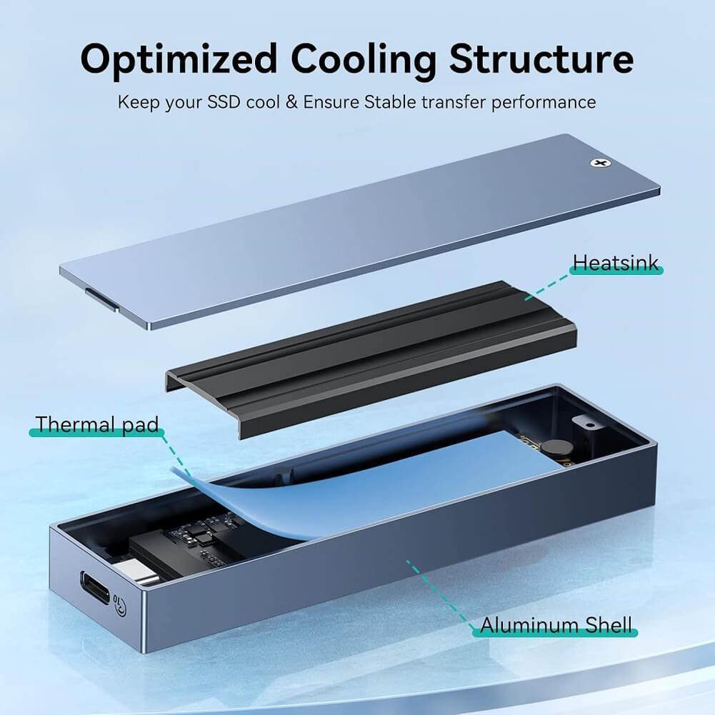 Yottamaster M.2 SATA SSD Enclosure, USB3.1 Gen1 6Gbps High Speed Transfer, Aluminum M.2 SSD External Enclosure - Imported from UK