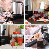 Navaris 27L Stainless Steel 1800W Preserving Kettle with Mulled Wine Function, Including Thermostat & Timer up to 120m, Temperature from 30-100°C With Thermostat Tap - imported from UK