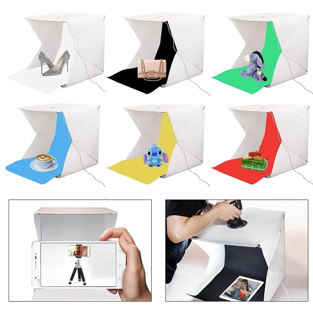 Photography Light Photo Box, 40cm LED Folding Softbox with 6 Color Backdrop, Studio Shooting Tent - Imported from UK