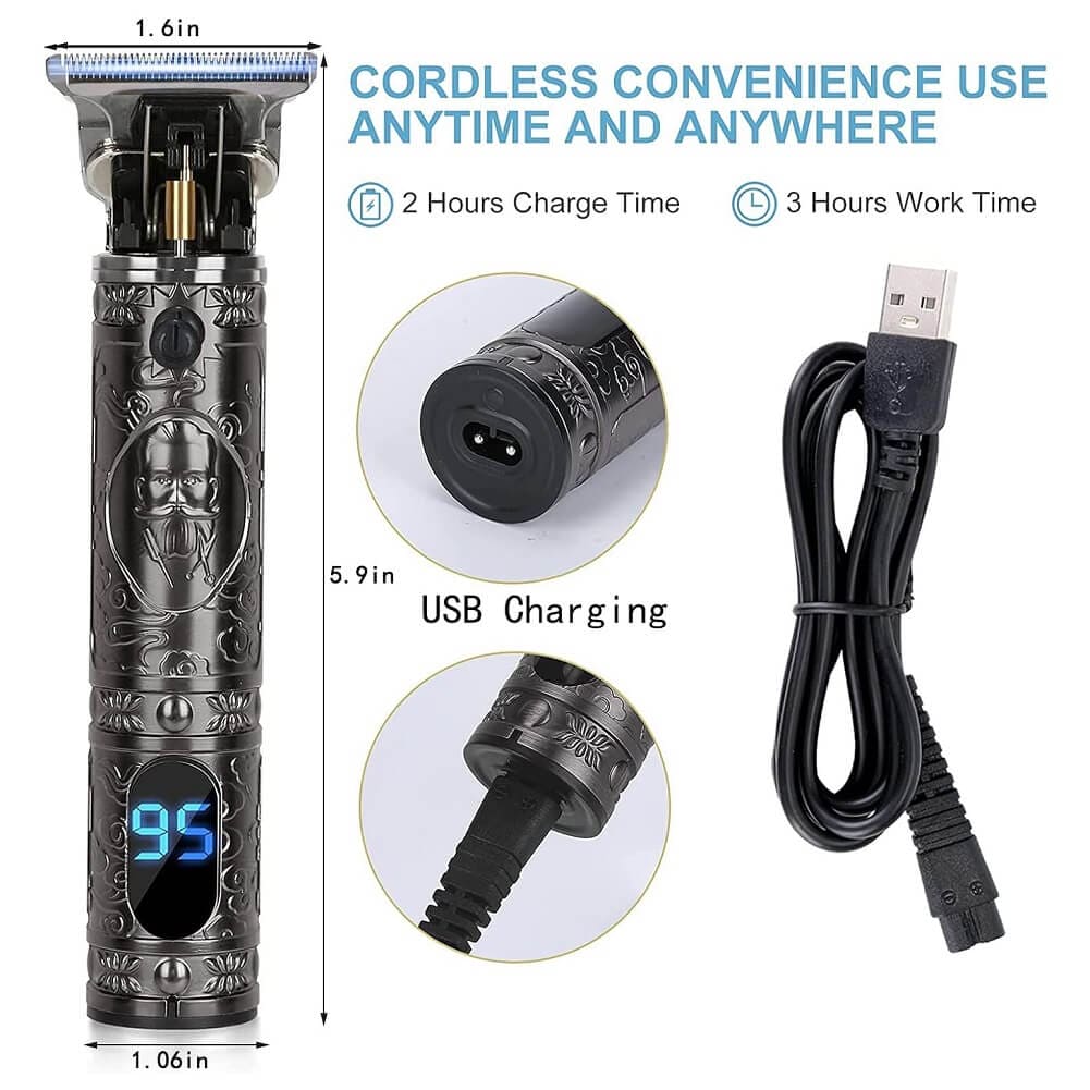 CANEOCANE Hair Clippers Beard Trimmer for Men, Professional Rechargeable Hair Cutting Shavers, Gapless T-Blade Trimmer with LCD Display - Imported from UK