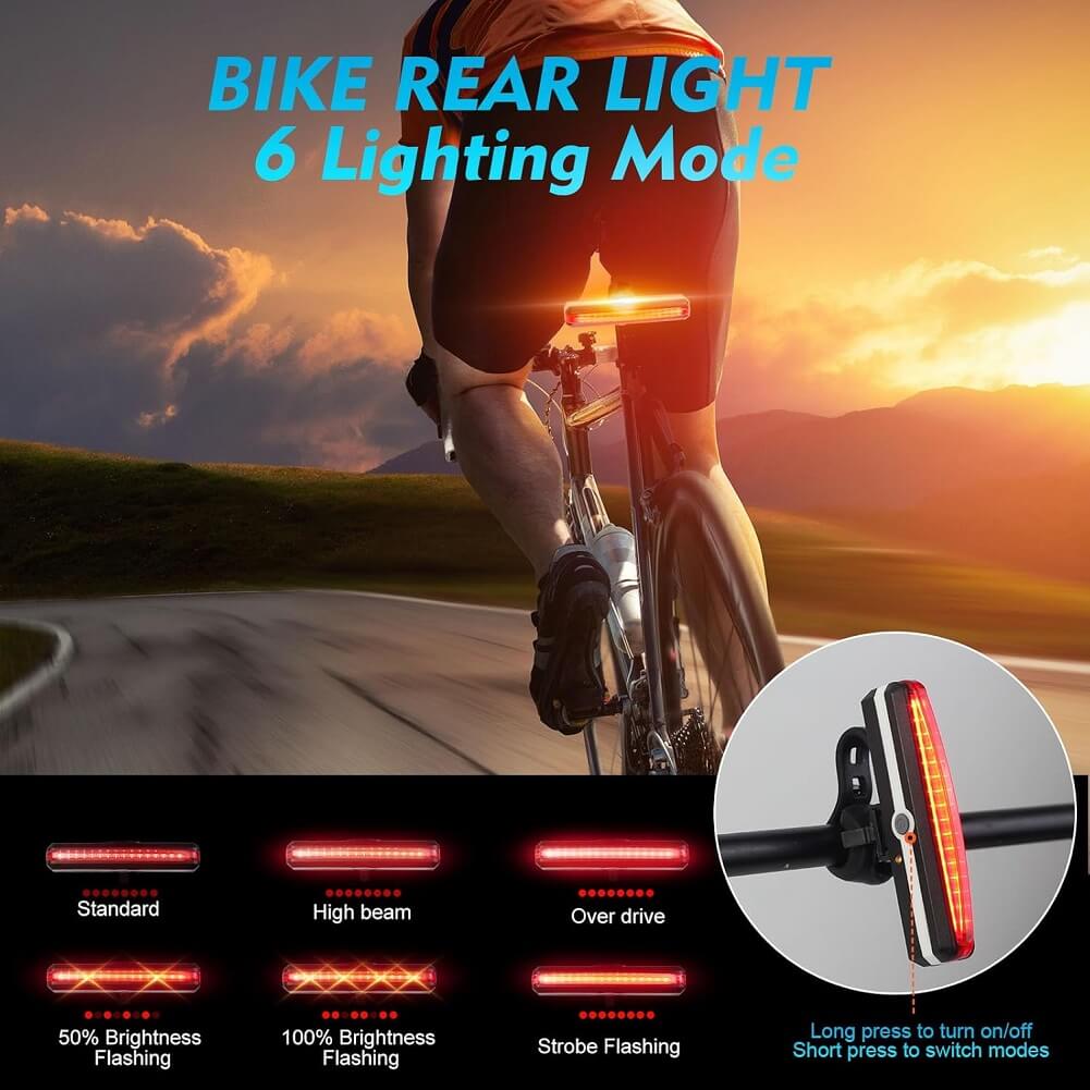 Penzo USB Rechargeable Bike Light Set 320 Lumens Powerful Waterproof Front & Rear Bicycle Light  For Mountain Bike Night Riders - Imported from UK