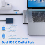 ZMUIPNG 7-in-2 USB C Hub for MacBook Air/Pro, USB-C Adapter with 4K HDMI, 2x USB3.0, Thunderbolt 3, SD/TF Card Reader (TB3) - Imported from UK