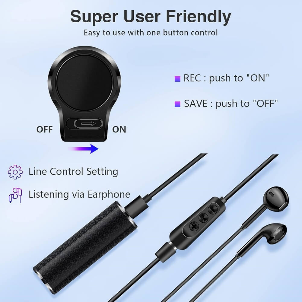 Hfuear 16GB Professional Voice Recorder with 192 Hours Continuous Recording with 3200mAh Battery Capacity - Imported from UK