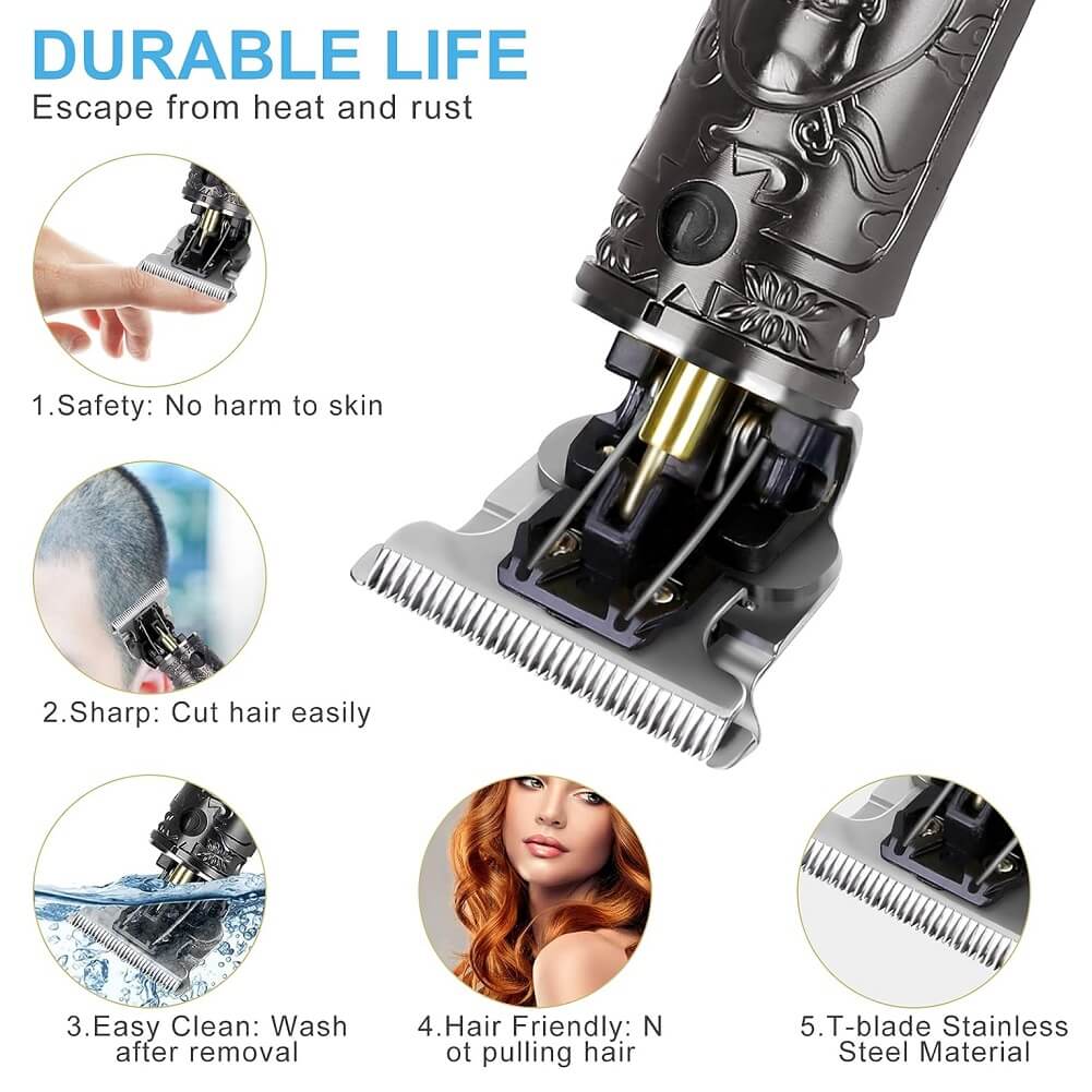 CANEOCANE Hair Clippers Beard Trimmer for Men, Professional Rechargeable Hair Cutting Shavers, Gapless T-Blade Trimmer with LCD Display - Imported from UK