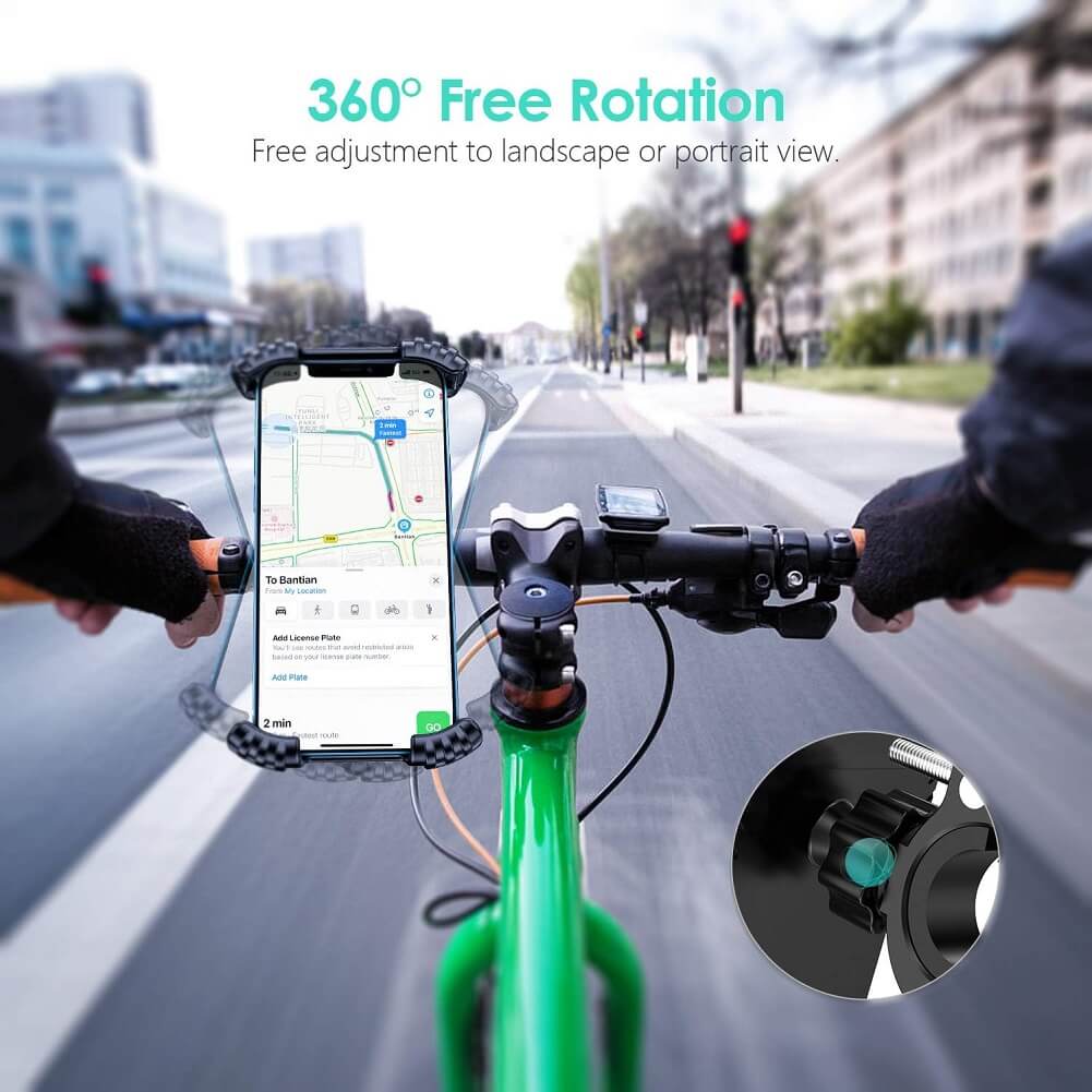 Autkors Adjustable Bike Phone Holder Mount, 360° Rotation Anti-Vibration Super Stable Bike Phone Mount Compatible with 4.7″ to 7.0″ Smartphones - Imported from UK