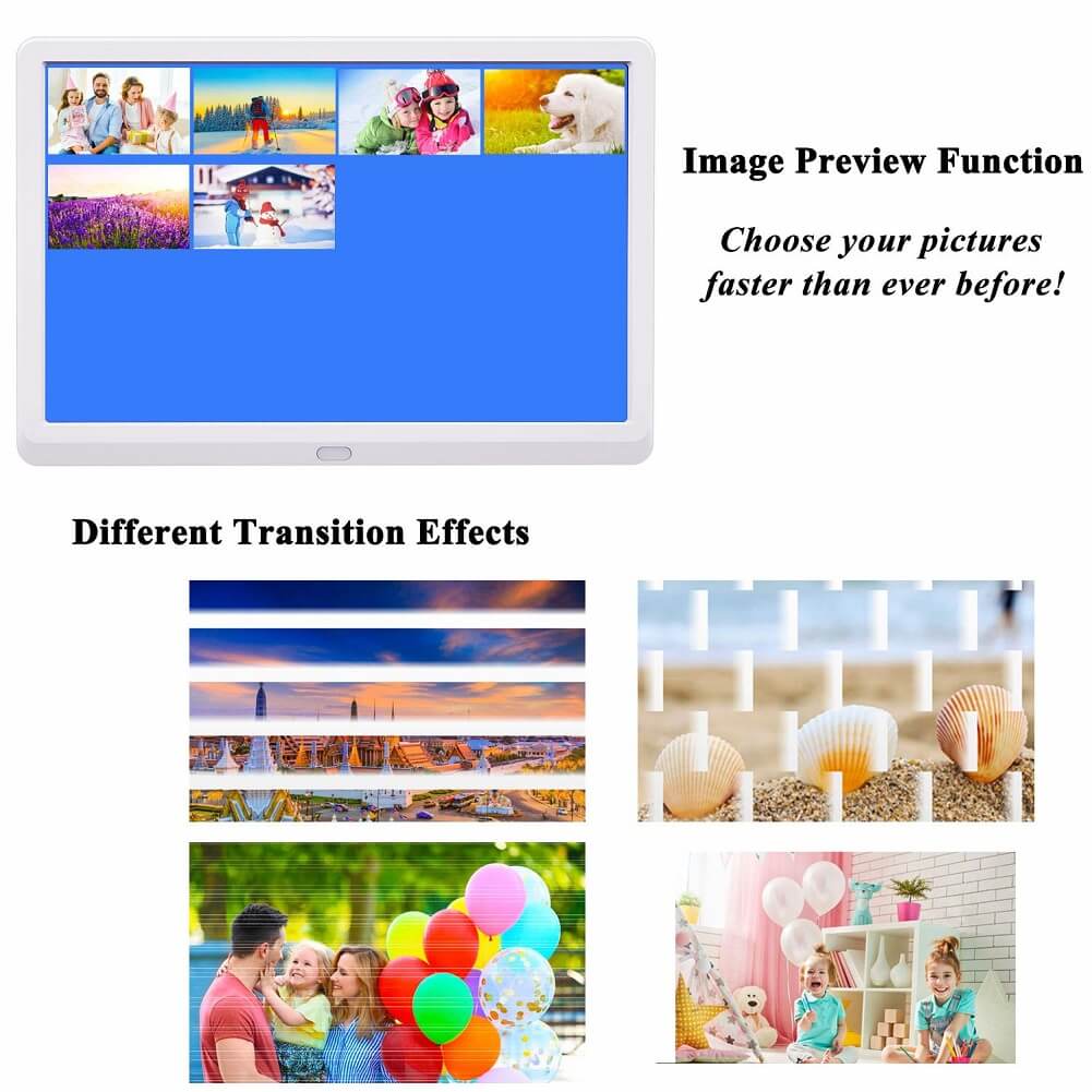 NAPATEK 10" Digital Photo Frame with 1920x1080 IPS Screen Image Preview Video Calendar Clock Auto On/Off Timer Remote Control Support SD Card & USB - Imported from UK