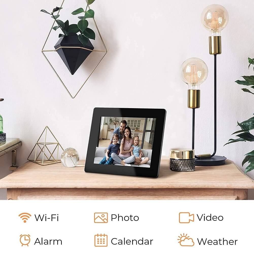 DragonTouch Digital Photo Frame 8" Wi-Fi Frame with IPS Touch Screen HD Display, 16GB Storage, Share Photos via App, Email, Cloud, Support USB Drive/SD Card - Classic 8 - Imported from UK
