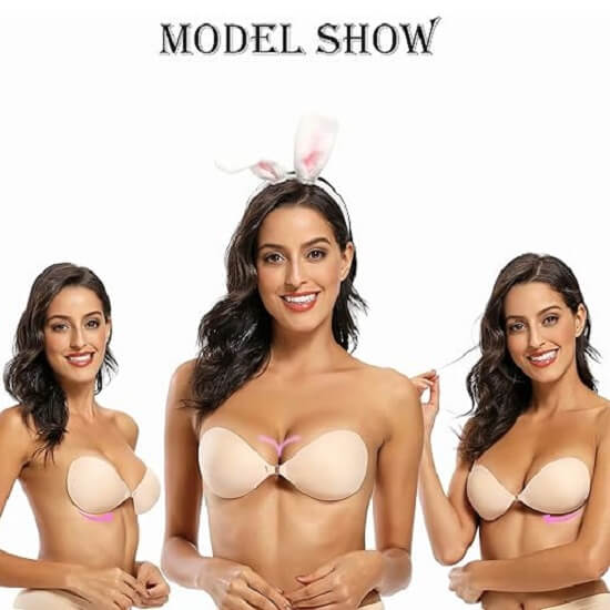 lalaWing Sticky Bra Strapless Adhesive Fabric Bra Invisible Push-up Bra for Women with Nipple Covers - Imported from UK