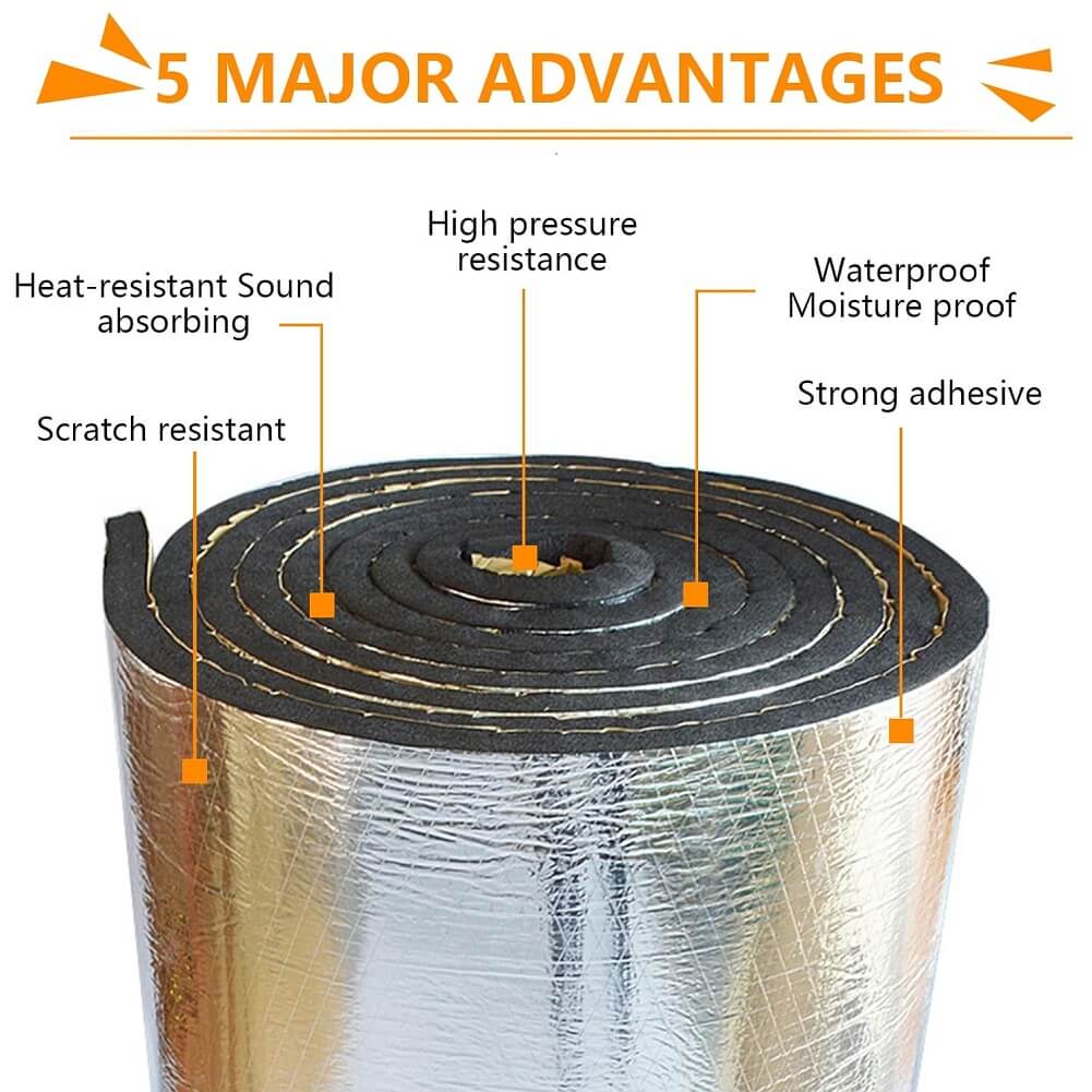 Car Sound Deadening Mat 200cm*50cm*10mm, Self Adhesive Van Insulation, Car Sound Proofing, Proof Insulated Moistureproof Waterproof, Car Noise Control Acoustic Dampening Mat (Container Product Without Box) - Imported from UK