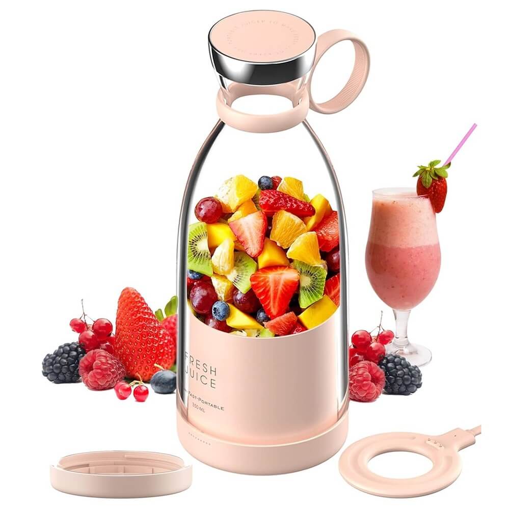 Portable Mini Blender, 350ml 1400mAh USB Rechargeable Multifunctional Personal Juicer Cup for Making Fruit Juice, Milkshakes & Smoothies for Travel, Office, Gym with Extra 1 Blender - Imported from UK