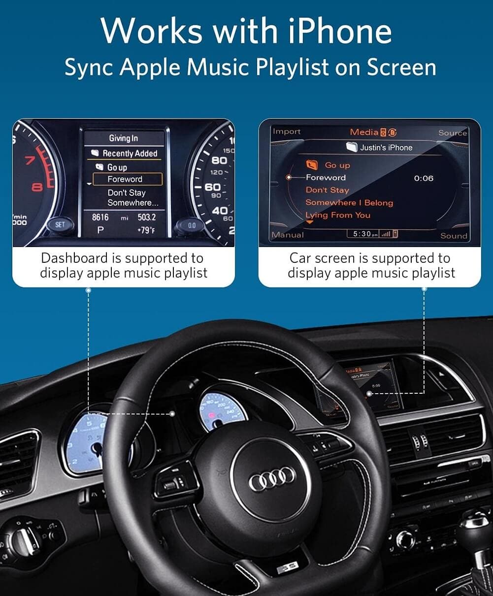 INVERY Airdual Bluetooth 5.0 aptX-HD Adapter, Compatible for Audi MMI 3G AMI Music Interface, Audi Symphony, Audi Concert, VW MDI, Mercedes Media Interface - Imported from UK