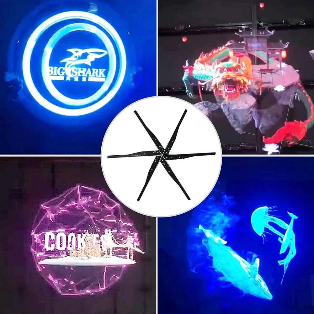 3D Holographic Advertising WiFi Fan Projector, 1532 Lamp Beads 6 Leaves & 115cm Hi-Resolution Hologram Air Imaging Rotating Suspension, Ideal for Advertising Displayer Business/Shop/Party/Events/Malls & Exhibitions,(iOS Supported)- Imported from UK