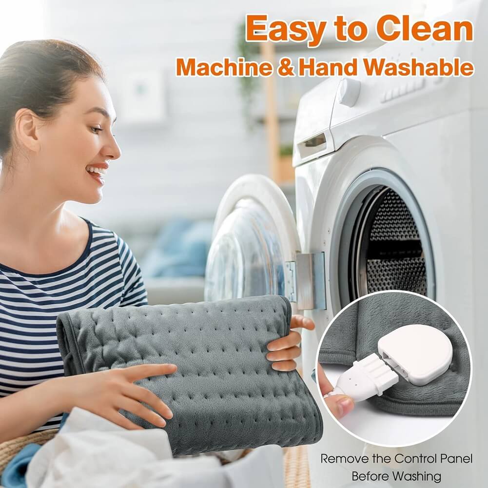 OneAmg 75W Heating Pads with 6 Heat Settings & Auto Shut Off, Soft Machine Washable Electric Heat Pads with Velcro for Abdominal Neck Shoulder Pain Relief (Container Product Without Box) - Imported from UK