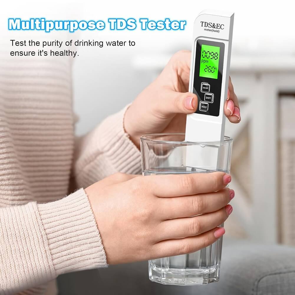 TDS EC & Temperature Meter, Digital 3-in-1 Water Tester, Easy to Use Water Purity Tester (Container Product Without Box) - Imported from UK