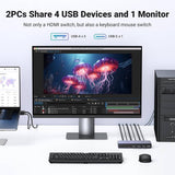 UGREEN 8K Displayport KVM Switch DP 1.4 with 4 USB 3.0 Ports (3 USB-A + 1 USB-C) Support 8K@60Hz 4K@240Hz Share 1 Monitor Keyboard Mouse USB C Hard Drive Printer, with 2 DP Cables, 2 USB A to C Cables, 5Gbps Fast Speed - Imported from UK