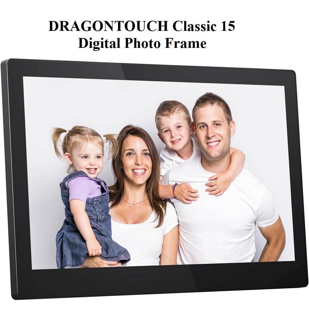 DragonTouch Classic 15 Digital PHoto Frame 15.6” FHD Touch Screen WiFi Digital Picture Frame with 16GB Memory Storage, Instant Share Photos & Videos via App, Email, Cloud, Wall Mountable, Portrait & Landscape - Imported from UK