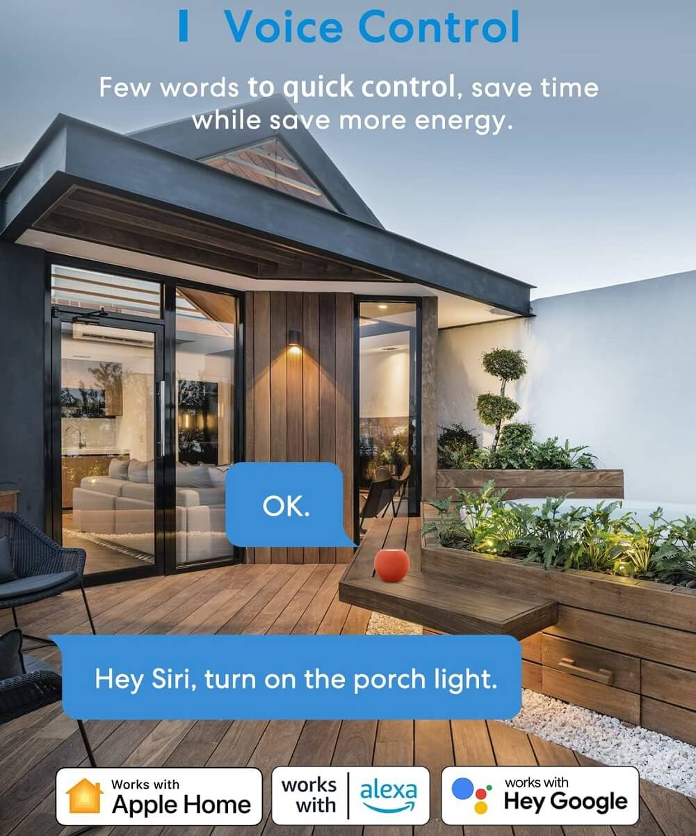 Meross Smart WiFi Outdoor Plug 10A IP64 Waterproof Plug Compatible with Apple HomeKit Alexa Google Assistant SmartThings, Voice Control, 2 Grounded Heavy Duty Outlets - Imported from UK