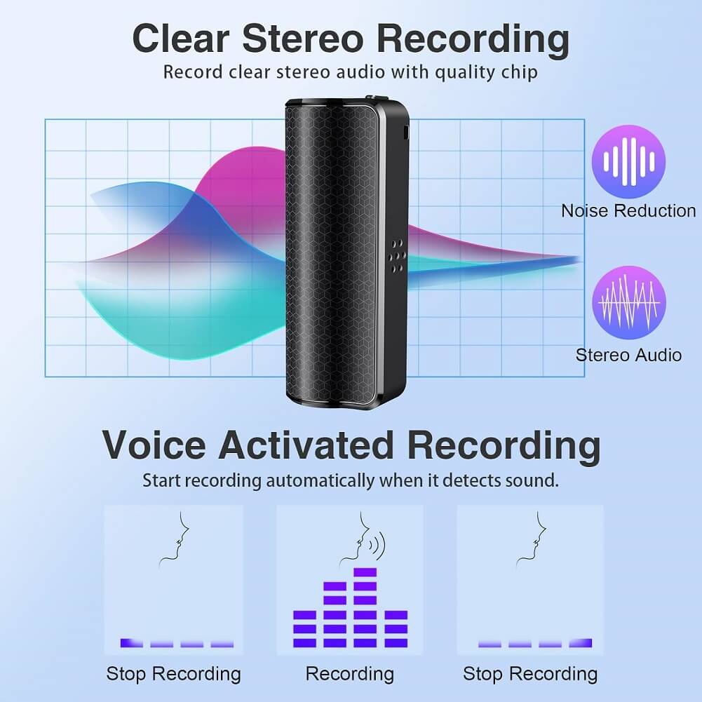 Hfuear 16GB Professional Voice Recorder with 192 Hours Continuous Recording with 3200mAh Battery Capacity - Imported from UK
