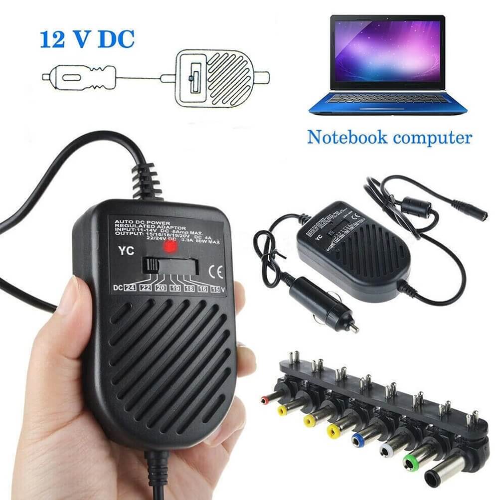 FOLODA Universal 80W DC Car Charger, Laptop Notebook Power Adapter LED Automatic Adjustable Power Supply Set with 8 Detachable Plugs - Imported from UK
