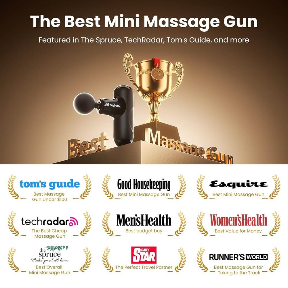 BOB AND BRAD Q2 Mini Massage Gun, Portable Pocket-Sized Deep Tissue Percussion Muscle Massager Gun, Ultra Quiet Massage Gun with Carry Case - Imported from UK
