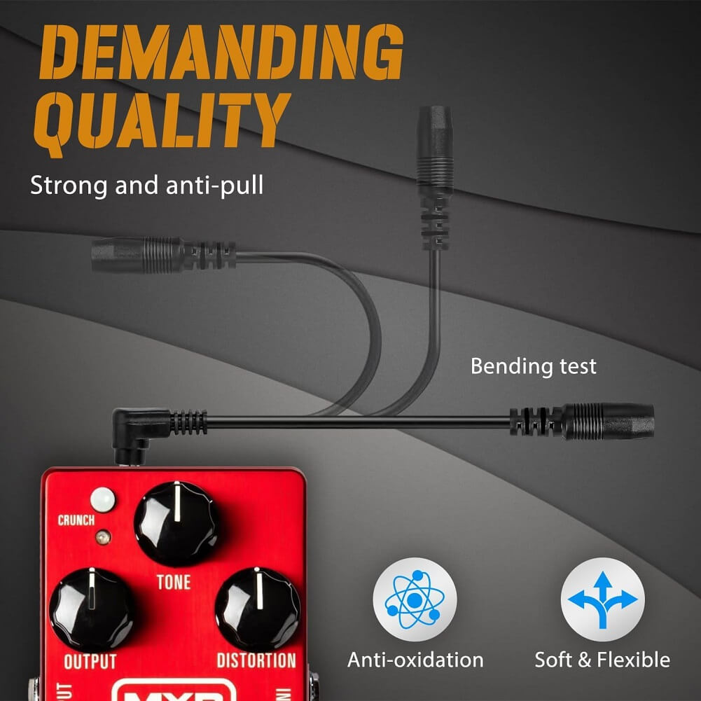 Guitar Effect Pedal Power Supply DC9V-1A Adapter with 6 Ways Daisy Chain Cable Right Angle Power Line - Imported from UK