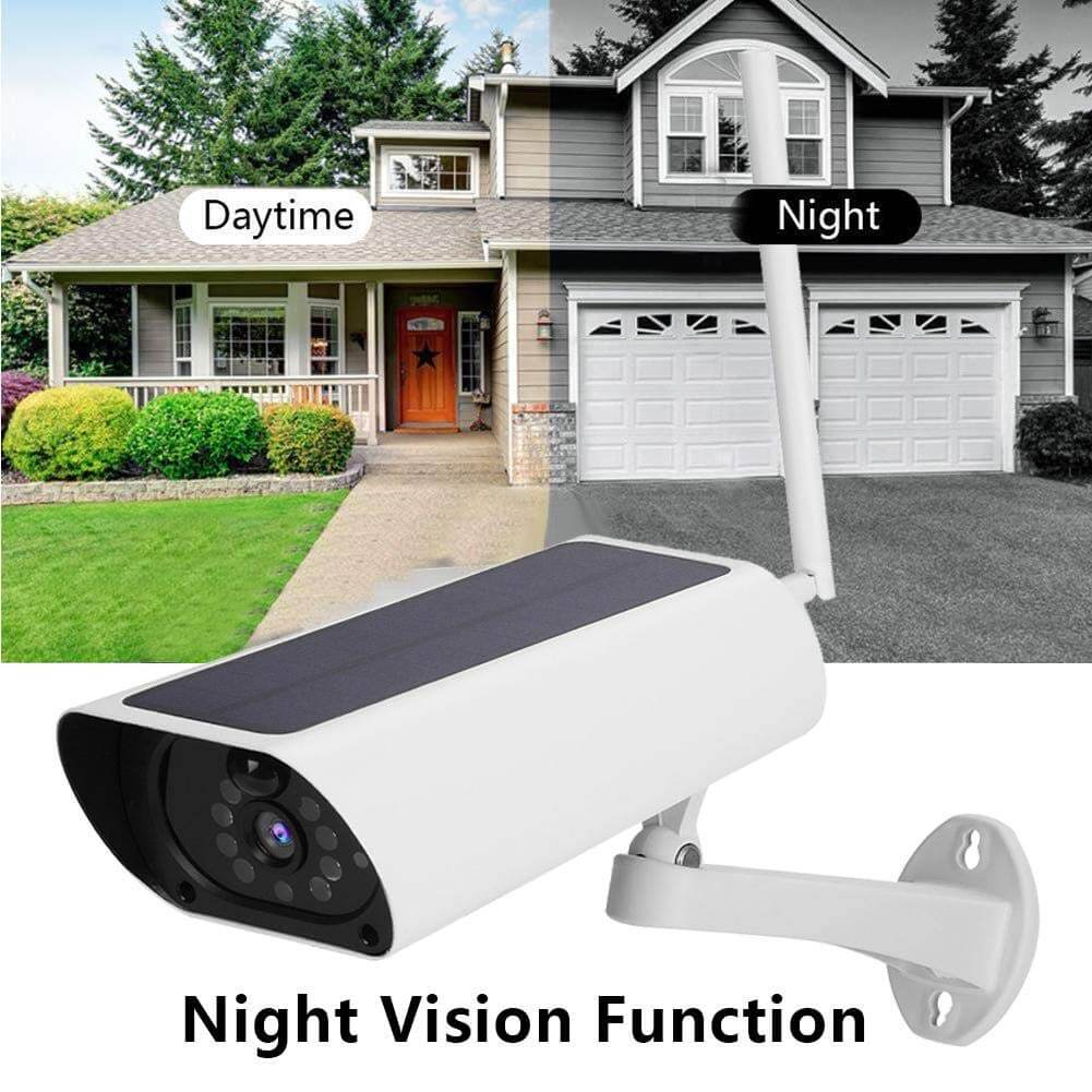 WiFi Solar Powered Bullet Camera, 1080P Outdoor Security Camera with 2 Antennas, Night Vision  Function, TF Card Storage, IP66 Waterproof - Imported rom UK