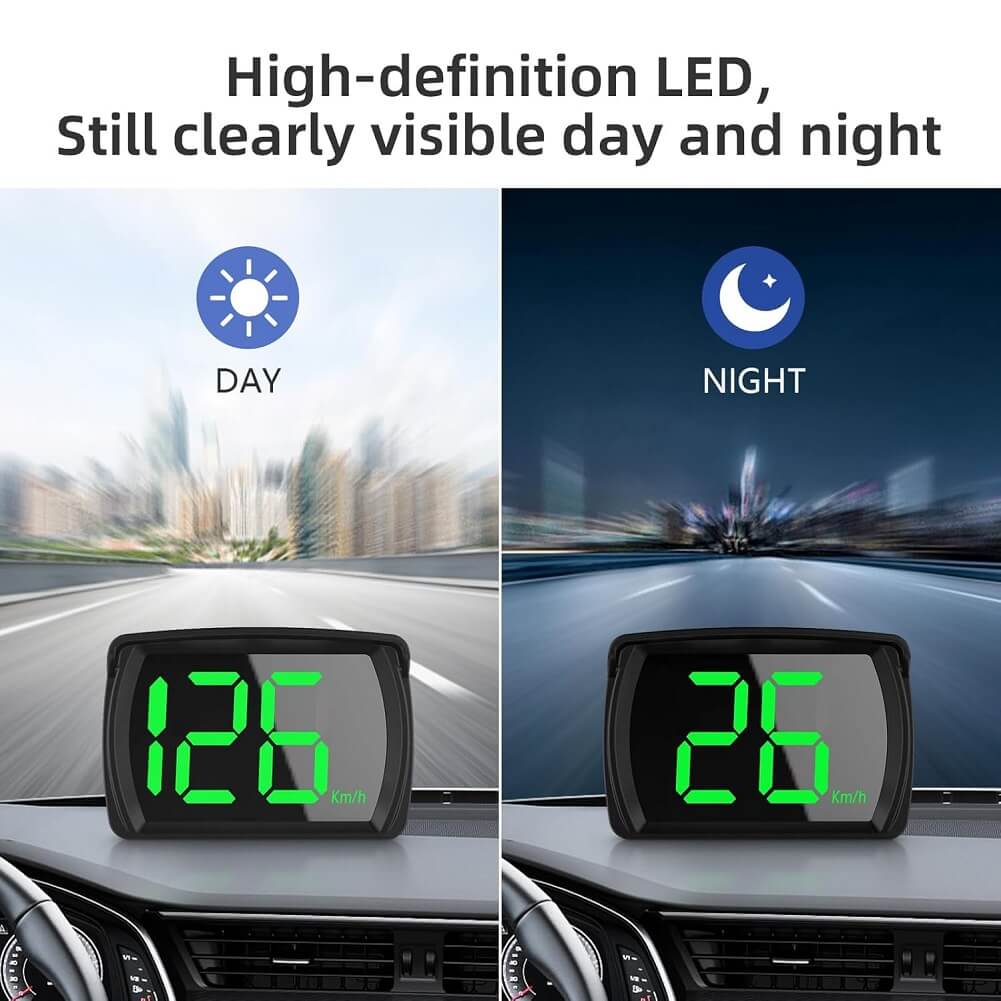 Car GPS HUD Head Up Display, Digital Speedometer with LED Large Font, Suitable For All Vehicles - Imported from UK