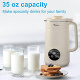 IAGREEA Automatic Soy Milk Maker, 35oz Stainless Steel Homemade Almond Oat Soy Plant-Based Milk & Dairy Free Beverages 800W - Imported from UK
